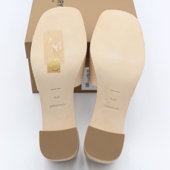 NIB Burberry Winnie Lizard Embossed Nude Leather Mule Slide Sandals - Picture 8 of 12